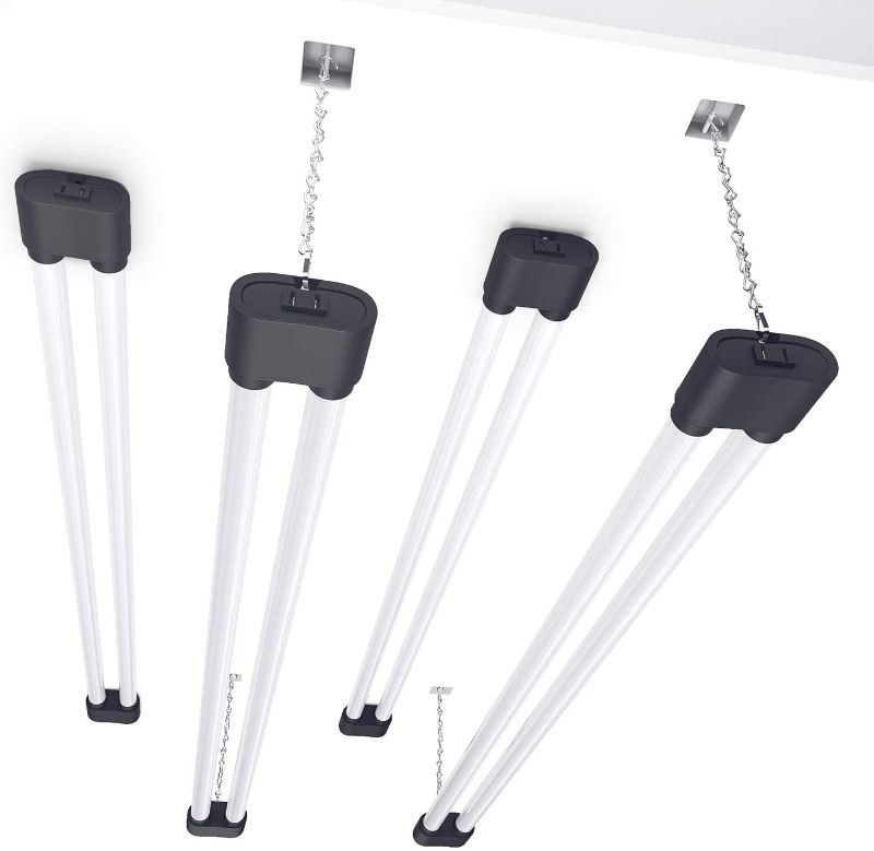 Photo 1 of Ensenior 4 Pack Linkable LED Utility Shop Light, 4 FT, 4400 High Lumens, 36W Equivalent 280W, 5000K Daylight, 48 Inch Shop Light for Garage, Surface or Hanging Mount, Black, ETL Certified


//TESTED, POWERS ON!