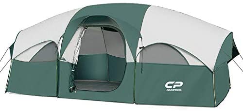 Photo 1 of CAMPROS Tent-8-Person-Camping-Tents, Waterproof Windproof Family Tent, 5 Large Mesh Windows, Double Layer, Divided Curtain for Separated Room, Portable with Carry Bag, for All Seasons
