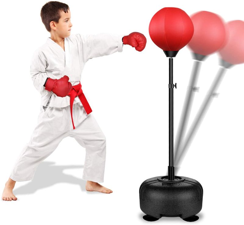 Photo 1 of Rovtop Kids Punching Bag for Kids - Boxing Set with Thicker PVC Punching Bag, Adjustable Stand with Stronger Spring, and Boxing Gloves, Toys Gifts for Age 4 5 6 7 8 and Up Years Old Boys Girls
