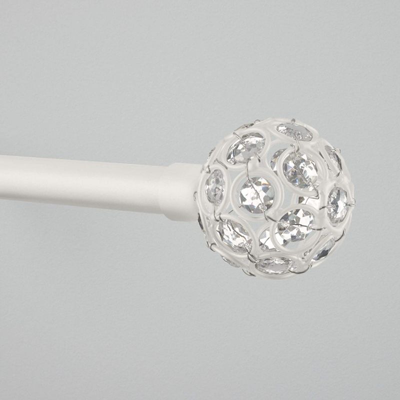 Photo 1 of 36"-72" Rings 1" Adjustable Window Curtain Rod and Finial Set Matte White - Exclusive Home