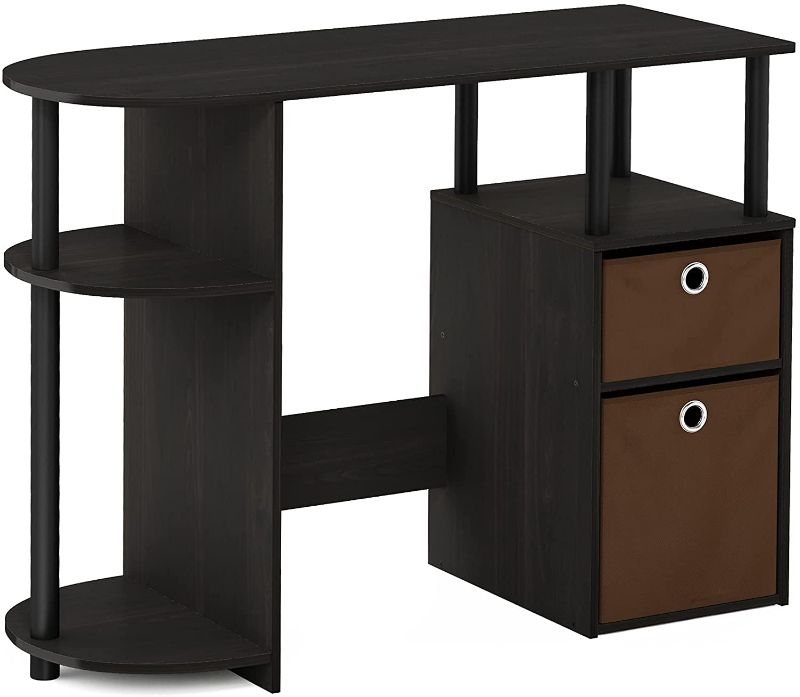 Photo 1 of Furinno JAYA Simplistic Computer Study Desk with Bin Drawers, Espresso