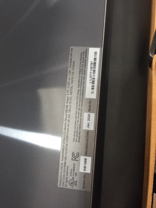 Photo 1 of ASUS 15.6" Portable Monitor (MB168B) - WXGA (1366 x 768), Auto-rotatable, Smart Case, Ultra-slim, Lightweight, Sleek, USB 3.0 Powered, For Laptop, PC, Phone, Console