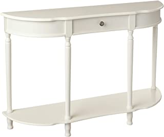 Photo 1 of 48 in. White Standard Half Moon Wood Console Table with Drawers