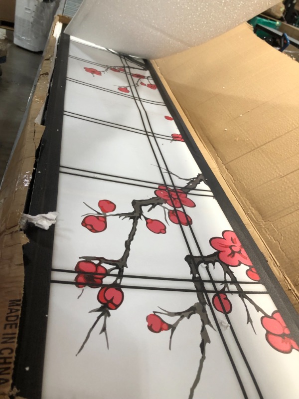 Photo 3 of 6 ft. Black Canvas Cherry Blossom 3-Panel Room Divider