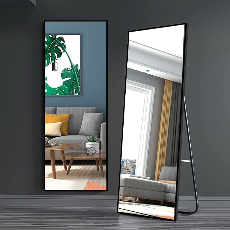 Photo 1 of Beauty4U 60" x 16" Full Length Mirror Floor Mirror Wall-Mounted Hanging Standing Mirror with Aluminum Alloy Frame for Bedroom Livingroom Home, Black

