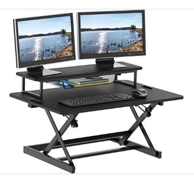 Photo 1 of SHW 36-Inch Height Adjustable Standing Desk Sit to Stand Riser Converter Workstation, Black