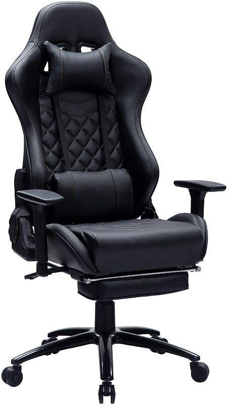 Photo 1 of Blue Whale Massage Gaming Chair with Footrest and Metal Base,Thickened Seat Cushion,Adjustable Aluminum Alloy Armrest,High Back PC Racing Office Computer Desk Ergonomic Swivel Task Chair