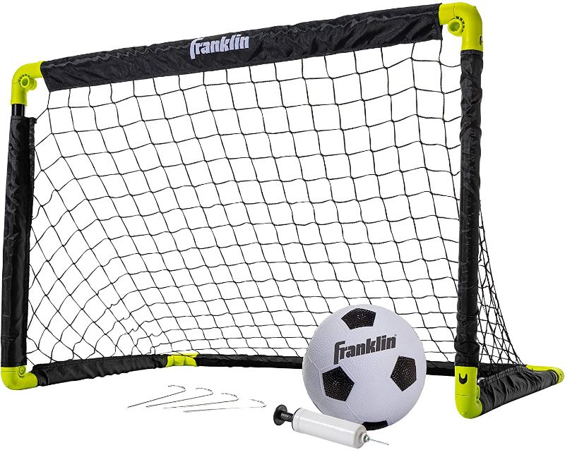 Photo 1 of 
Franklin Sports Kids Mini Soccer Goal Set - Backyard/Indoor Mini Net  Portable Folding Youth Soccer Goal Set - 36" x 24"
Color:Black