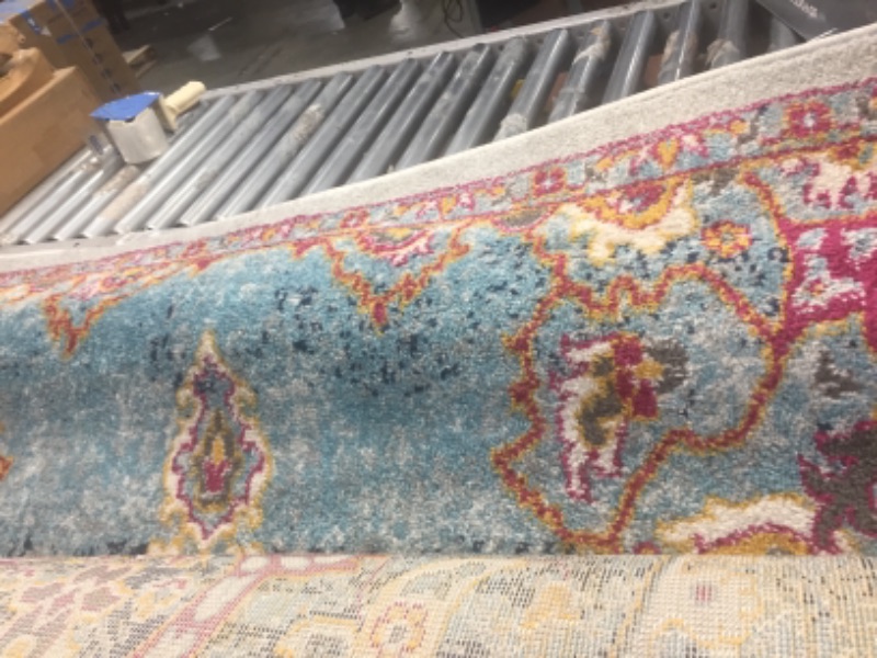 Photo 1 of Ottomanson RIX3262-5X7 Rixos Medallion Vintage Area Rug 5'3" x 7' Turquoise