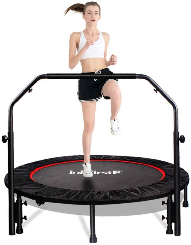 Photo 1 of 
FirstE 48" Foldable Fitness Trampolines, Rebound Recreational Exercise Trampoline with 4 Level Adjustable Heights Foam Handrail, Jump Trampoline for...
