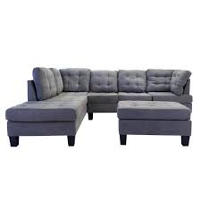 Photo 1 of *NOT EXACT stock photo, use for reference*
incomplete missing boxes 1,2,& 4 
Microfiber Sectional with Ottoman, Grey
