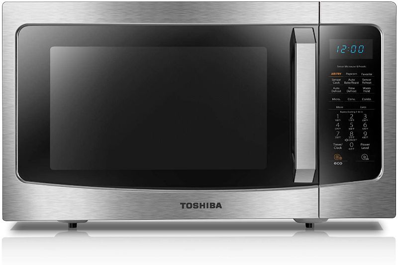 Photo 1 of Toshiba ML-EC42P(SS) Multifunctional Microwave Oven with Healthy Air Fry, Convection Cooking, Smart Sensor, Easy-to-Clean Interior and ECO Mode, 1.5 Cu.ft, Black Stainless Steel TESTED AND FUNCTIONS