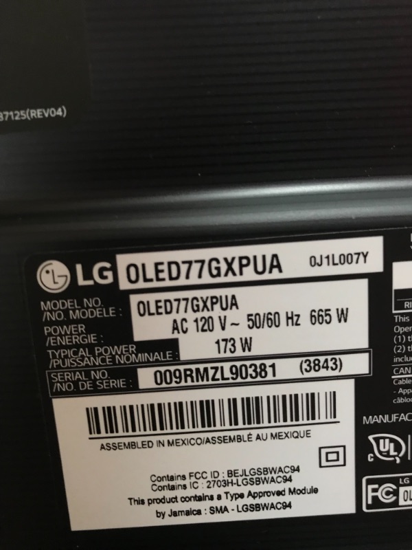 Photo 4 of LG OLED77G1PUA Alexa Built-in G1 Series 77 INCH Gallery Design 4K Smart OLED evo TV ***NONFUNCTIONAL WON'T DISPLAY IMAGE