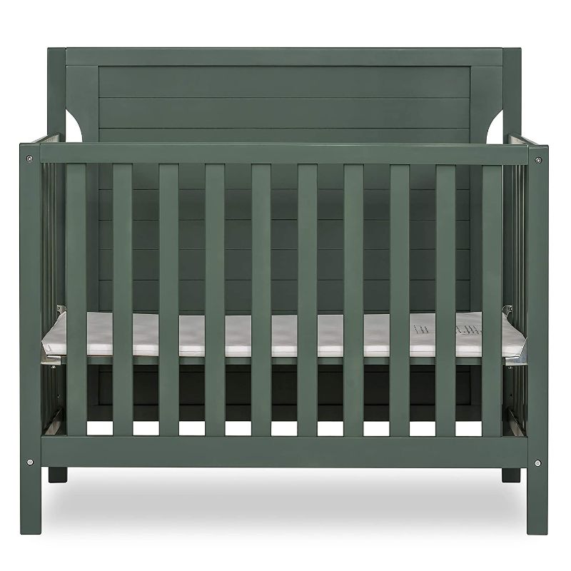 Photo 1 of Dream On Me Bellport 4 in 1 Convertible Mini/Portable Crib I Mini Baby Crib I Includes 1.5 Mattress, Safari Green