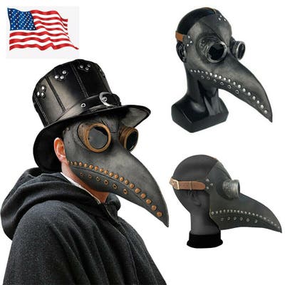 Photo 1 of Eraspooky Plague Doctor Mask AND HAT Halloween Costume Bird Long Nose Beak Latex Steampunk CHILDRENS SIZE