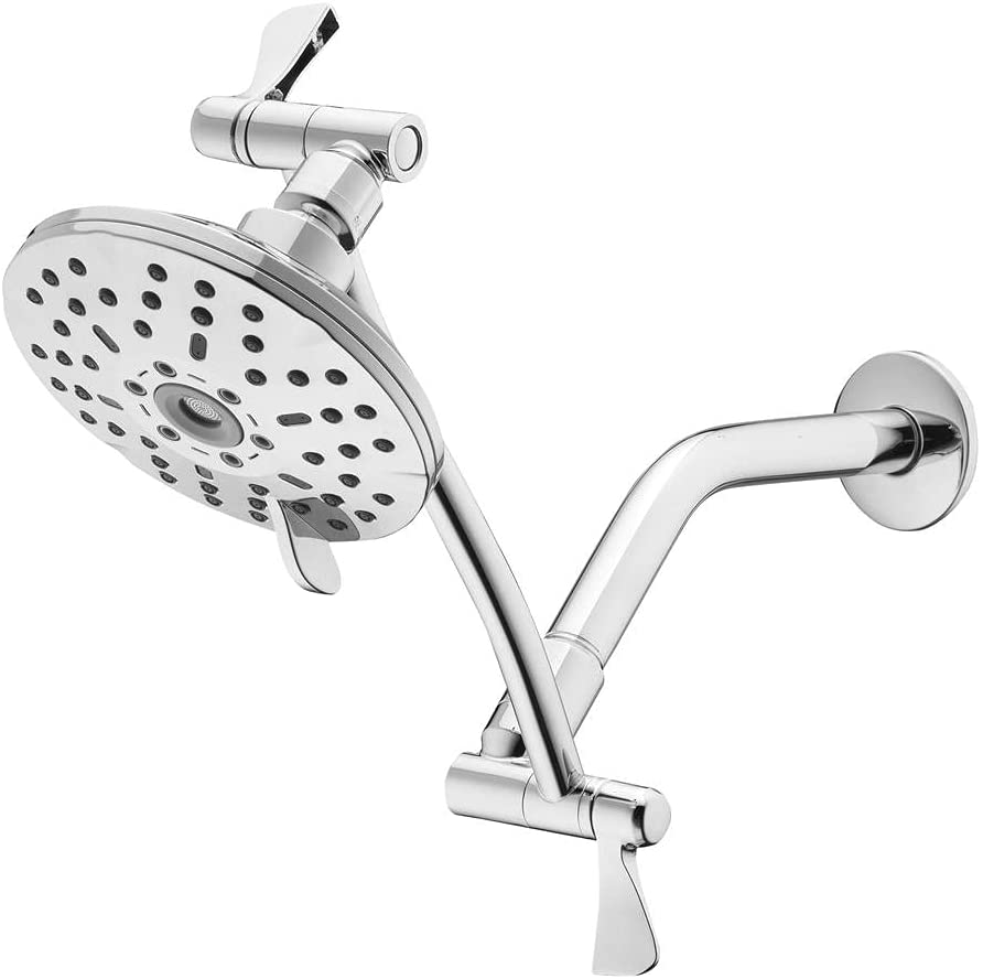 Photo 1 of 3-Spray 5.4 in with 1.8 GPM wall mount Fixed Shower Head with Adjustable Shower Arm in Chrome
