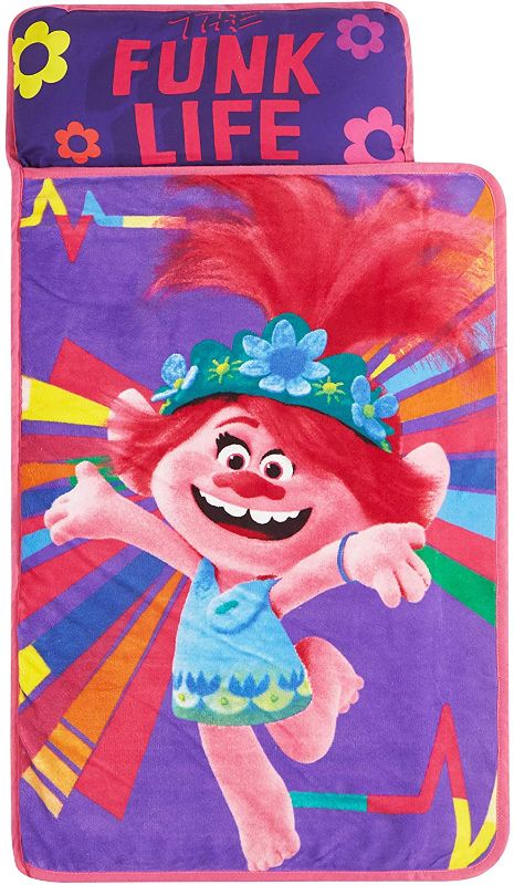 Photo 1 of "DreamWorks Trolls 2 Super Soft Toddler Quilted Nap Mat with Built in Pillow,26"" x46, Multicolor