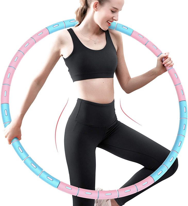 Photo 1 of Belovery Weighted Hula Hoop, 6 Detachable Section Weighted Hoola Hoops for Exercise, Weighted Hula Hoops for Adults Weight Loss, Pilates Circle, Abdominal Burner (Blue&Pink)
