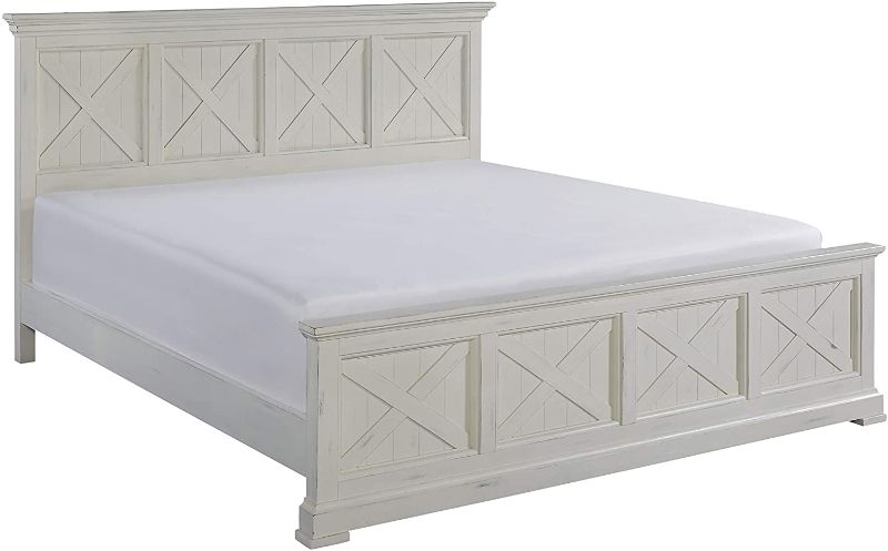 Photo 1 of (FOOT BOARD ONLY)**Home Styles Seaside Lodge White King Bed with "X" Frame Pattern, Raised Panels, Head and Footboard, Hand-rubbed Painted Finish, and Solid Mahogany Frames
(FOOT BOARD ONLY)