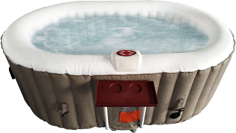 Photo 1 of ALEKO HTIO2BRWH Oval Inflatable Hot Tub Spa with Drink Tray and Cover