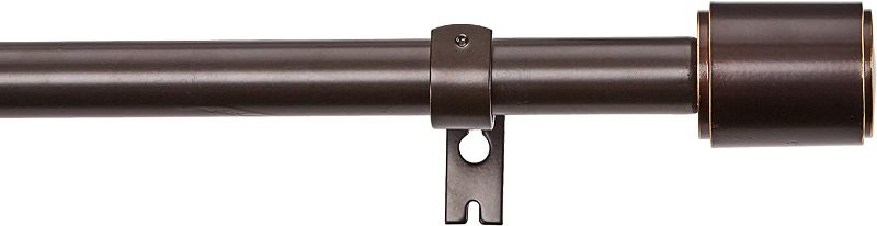 Photo 1 of Amazon Basics 1-Inch Curtain Rod with Cap Finials - 72 to 144 Inch, Dark Bronze (Espresso)
