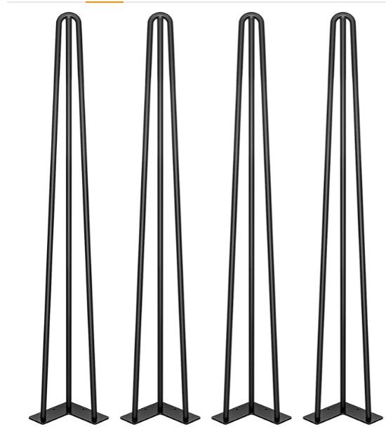 Photo 1 of  40" Metal Hairpin Coffee Table Legs, DIY Projects for Furniture, Bench, Dining Board, Desk, High-Stand with Rubber Floor Protectors, Black, 4PCS
