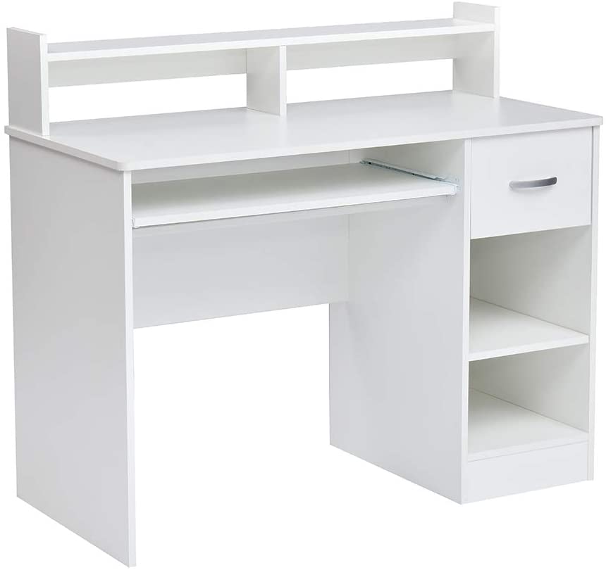 Photo 1 of ROCKPOINT Axess Computer Desk with Keyboard Tray , White
