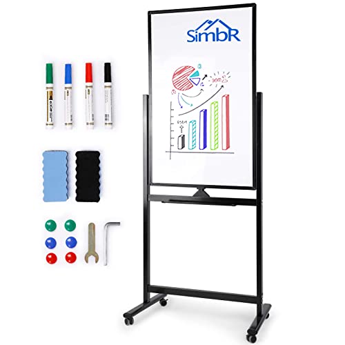 Photo 1 of SIMBR Mobile Whiteboard, 40 x 24 inches Double-Sided Whiteboard on Wheels, Rolling Stand Portable Easel Frame for Office Home Classroom, with 4 Markers, 6 Magnets, 2 Erasers
--PARTS ONLY--