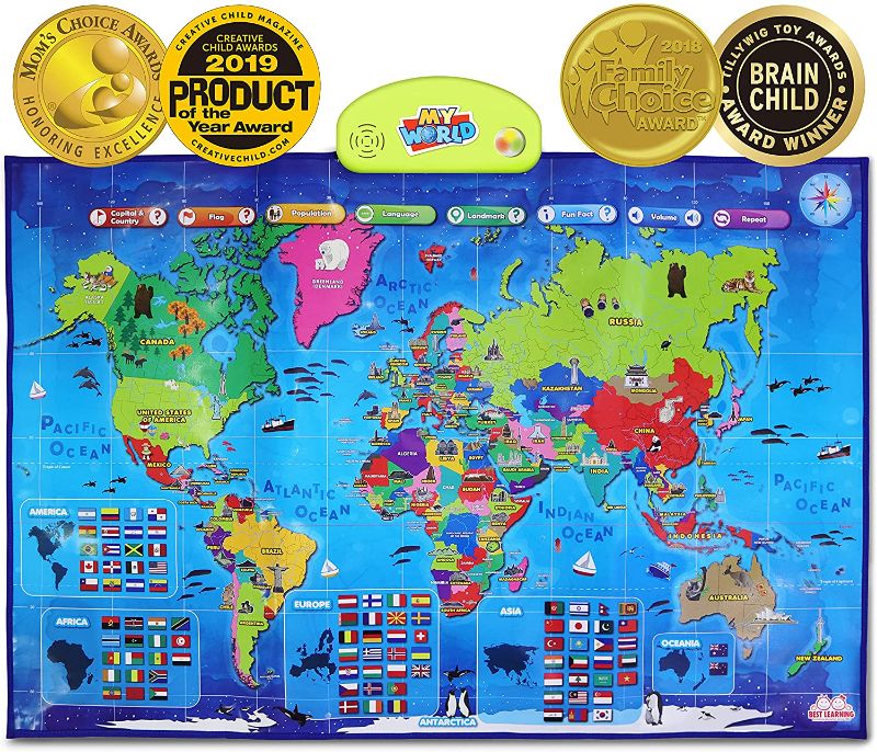 Photo 1 of BEST LEARNING i-Poster My World Interactive Map - Educational Talking Toy for Kids of Ages 5 to 12 Years
