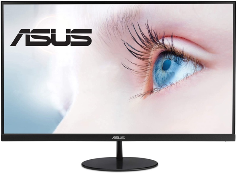 Photo 1 of ASUS VL279HE 27” Eye Care Monitor, 1080P Full HD (1920 x 1080), IPS, 75Hz, Adaptive-Sync, FreeSync, HDMI D-Sub, Frameless, Slim, Wall Mountable, Flicker Free and Blue Light Filter,BLACK