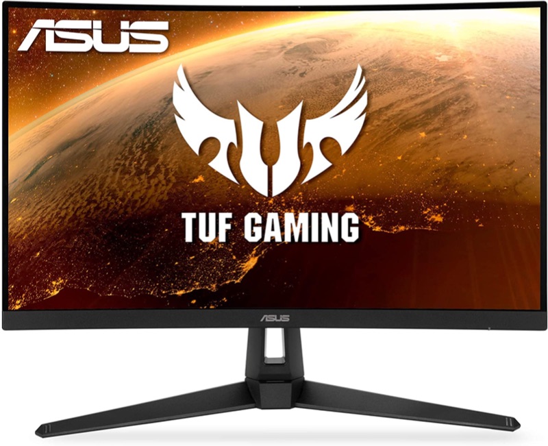 Photo 1 of ASUS TUF Gaming 27" 2K HDR Curved Monitor (VG27WQ1B) - WQHD (2560 x 1440), 165Hz (Supports 144Hz), 1ms, Extreme Low Motion Blur, Speaker, FreeSync Premium, VESA Mountable, DisplayPort, HDMI , BLACK