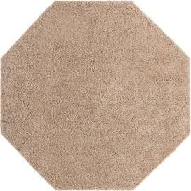 Photo 1 of 3’ x 3’ Taupe Brown Solid Octagon Shag Area Throw Rug