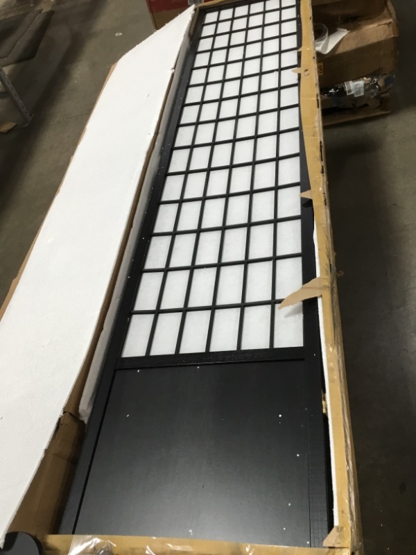 Photo 2 of 7 ft. Tall Window Pane Shoji Screen - Black (5 Panels)