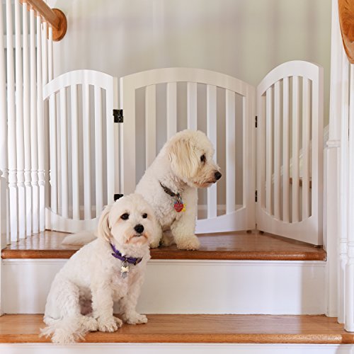 Photo 1 of Arf pets Free standing Wood Dog Gate Step Over Pet Fence Foldable Adjustable  White