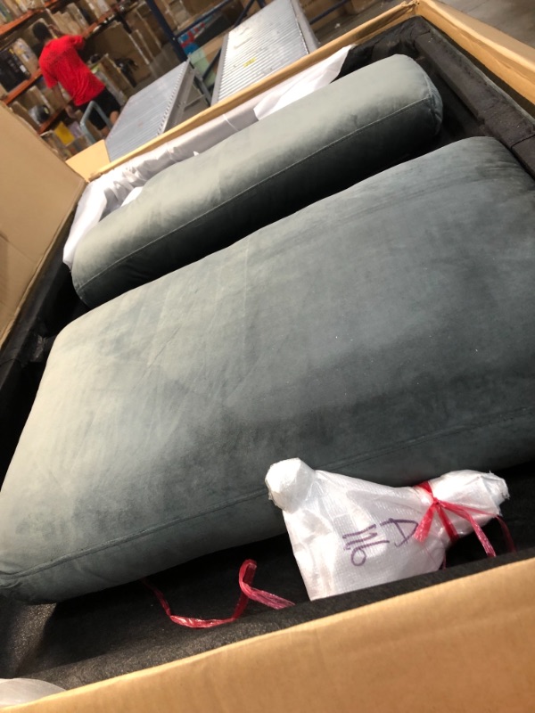 Photo 2 of ***INCOMPLETE***Casa Andrea Milano llc Modern Large Velvet Fabric Sectional Sofa, L-Shape Couch with Extra Wide Chaise Lounge, Grey
--BOX 1 OF 2 --