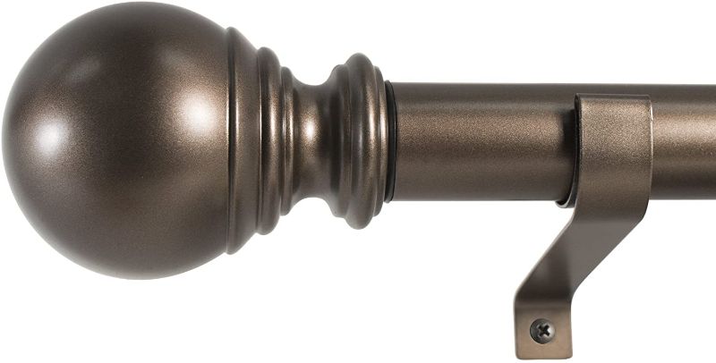 Photo 1 of Decopolitan 30409-BZ72 Ball Single Telescoping Drapery Rod Set, Long, Bronze, 72 to 144-Inch

