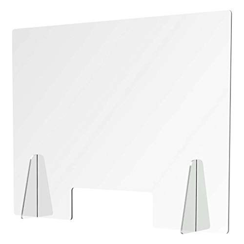 Photo 1 of Sneeze Guard Plexiglass Barrier for Counter by MIRUSA - Crystal Clear Standing Shield Protector for Table Tops & Countertops at The Office, Reception Desks, Nail Salons, 25% Thicker Acrylic 32×24" qty 5 