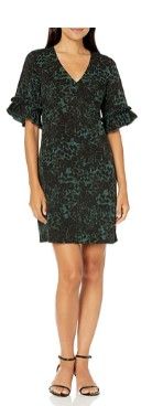 Photo 1 of Amazon Brand - Lark and Ro Women's Florence Ruffle Half Sleeve V-Neck Sheath Dress