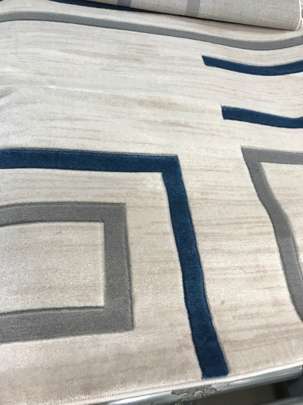 Photo 2 of Well Woven Good Vibes Fiona Blue Modern Abstract Lines 7'10 x 9'10 High-Low Area Rug