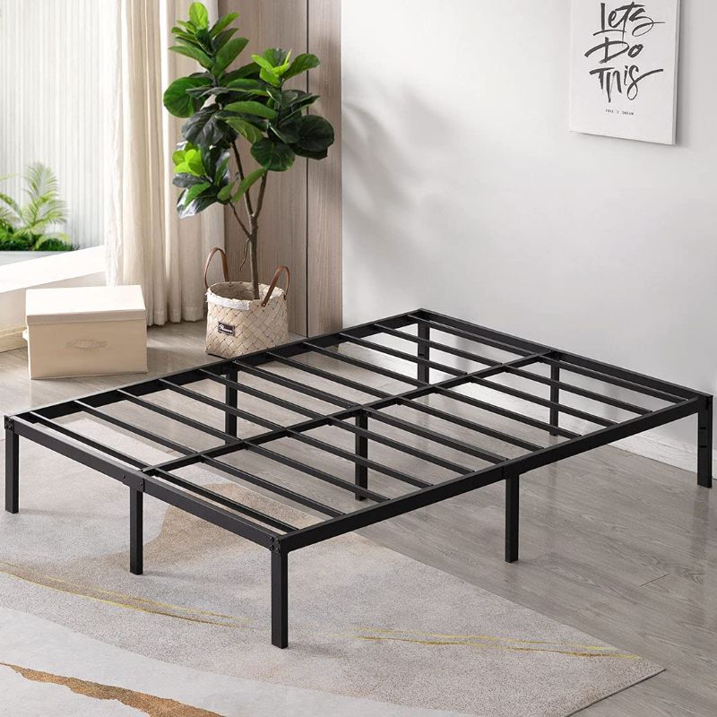 Photo 1 of  3500lbs Max Weight Capacity 16 inch Queen Bed Frame, Heavy Duty Metal Platform, Extra Strong Support Mattress Foundation, Non-Slip, No Noise and No Box Spring Needed
