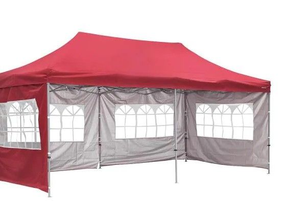 Photo 1 of 10 ft. x 20 ft. Red Outdoor Canopy Tent with Wheeled Carrying Bag
