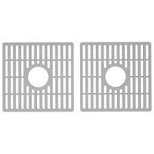 Photo 2 of 15 in. x 15 in. Silicone Bottom Grid for 36 in. Double Bowl Kitchen Sink in Gray (2-Pack)
