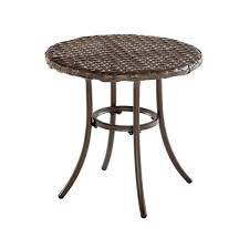 Photo 1 of 18 in. Mix and Match Brown Round Metal Outdoor Patio Accent Table
