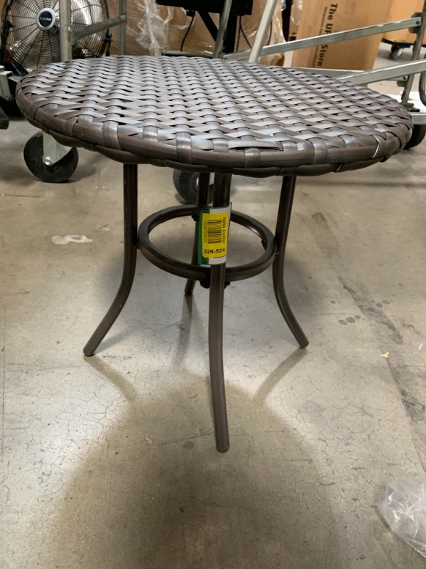 Photo 2 of 18 in. Mix and Match Brown Round Metal Outdoor Patio Accent Table
