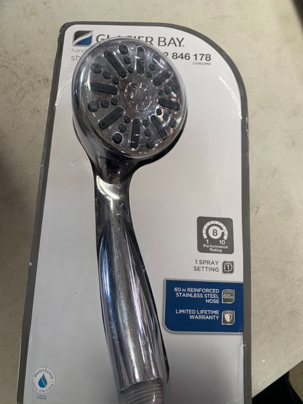 Photo 1 of 1-Spray 3.3 in. Single Wall Mount Handheld Shower Head in Chrome