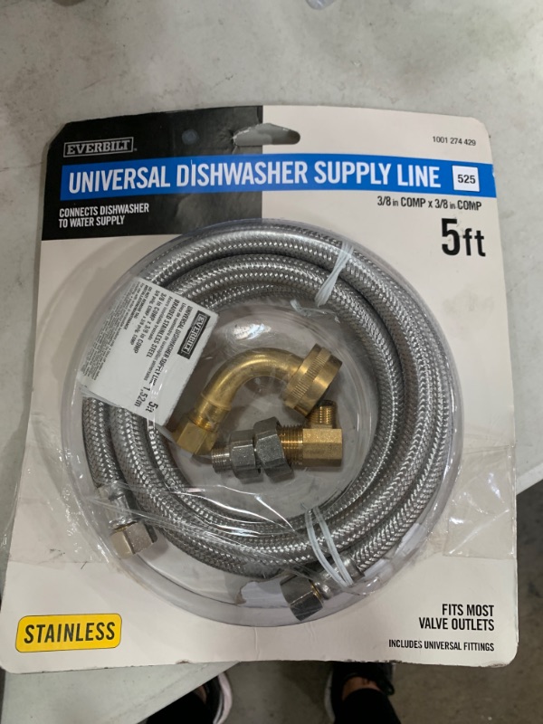Photo 2 of 3/8 in. x 3/8 in. x 60 in. Stainless Steel Universal Dishwasher Supply Line
