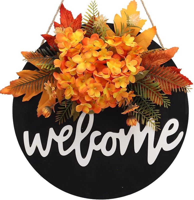 Photo 1 of Fall Wreaths for Front Door Decor Hello Welcome Sign for Front Door Spring Summer