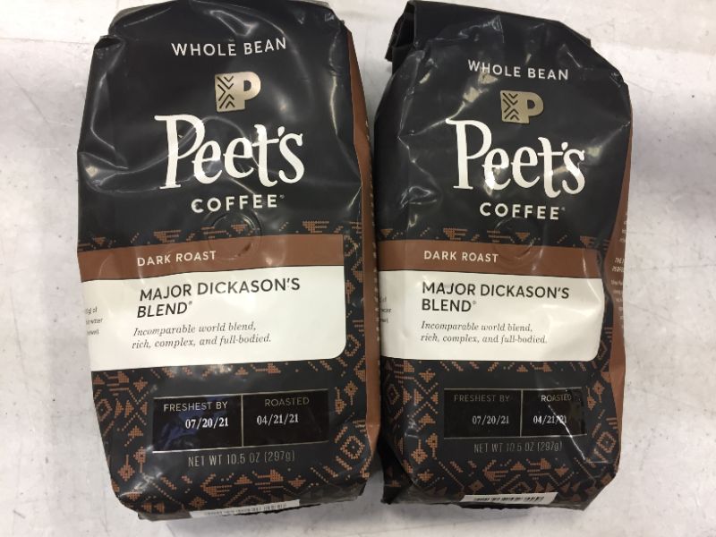 Photo 2 of 2Pack--Peet's Coffee, Major Dickason's Blend - Dark Roast Ground Coffee - 18 Ounce Bag  exp date 08-2021