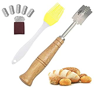 Photo 1 of Danish Dough Whisk Hand Crafted Bread Lame with 5 Replaceable Blades and 1 Silicone Basting Brush, Professional Dough Scoring Tool 