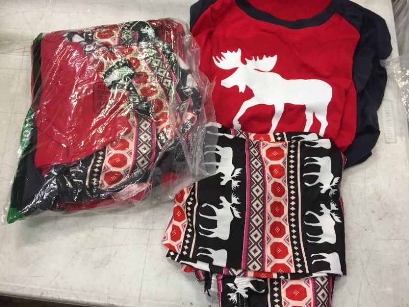 Photo 2 of  CHRISTMAS PAJAMAS AZTEC MOOSE RED RAGLAN 2 pack -- SIZE LARGE